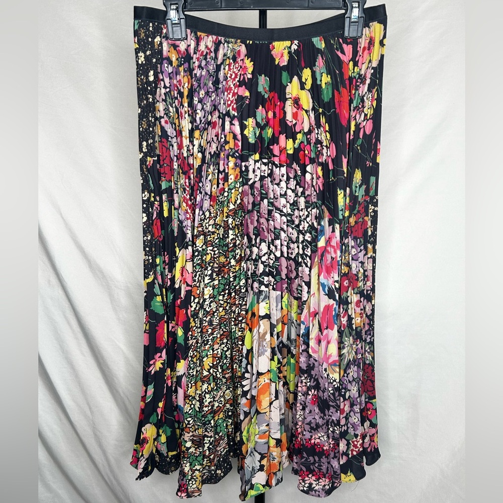 Polo Ralph Lauren Women's Black Multi Floral Pleated Midi Skirt